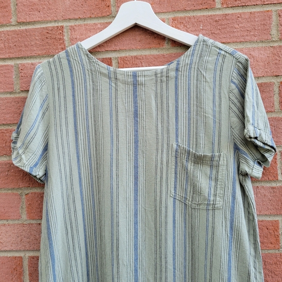Cloth & Stone Striped Linen Blend Shift Dress Medium - Picture 2 of 8